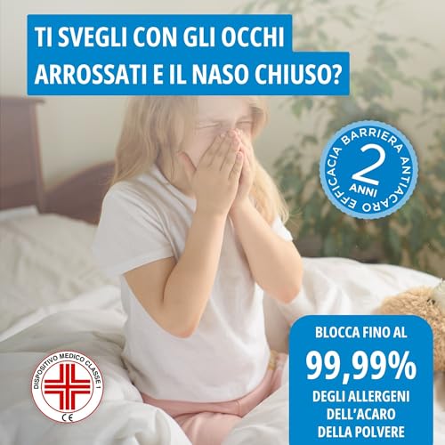 Allergosystem Set Coprimaterasso Antiacaro Singolo con Cerniera 90x200cm e Copriscuscino Letto 50x80cm - Dispositivo Medico Antiacaro e Anallergico MADE IN ITALY - Linea Nuvola - Funzionalità e accessori