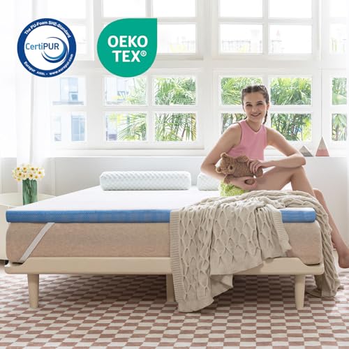 Amazon Basics Topper Singolo 80 x 190 cm in Memory Foam, 5 cm Coprimaterasso con Angoli Elastici, Bianco - Funzionalità e accessori