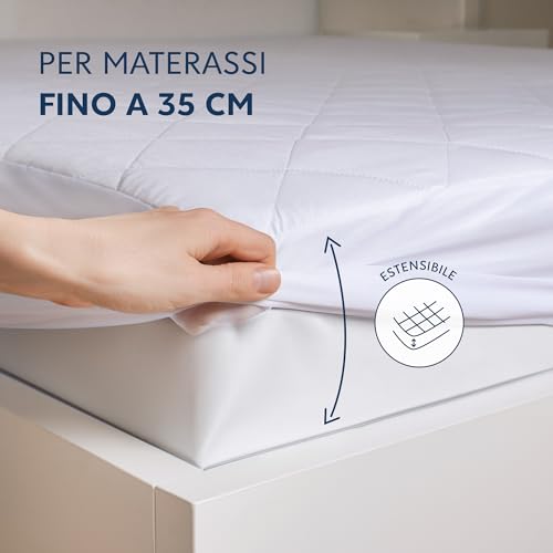 Coprimaterasso Matrimoniale 180x200 Trapuntato - Altezza fino a 40 cm con Elastico Tutto Intorno - Copri Materasso 180x200 - Oeko-Tex e Traspirante - Non impermeabile - Funzionalità e accessori