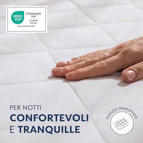 Coprimaterasso Singolo 90x190 Trapuntato - Altezza fino a 40 cm con Elastico Tutto Intorno - Copri Materasso 90 x 190 - Oeko-Tex e Traspirante - Non impermeabile - Prova pratica