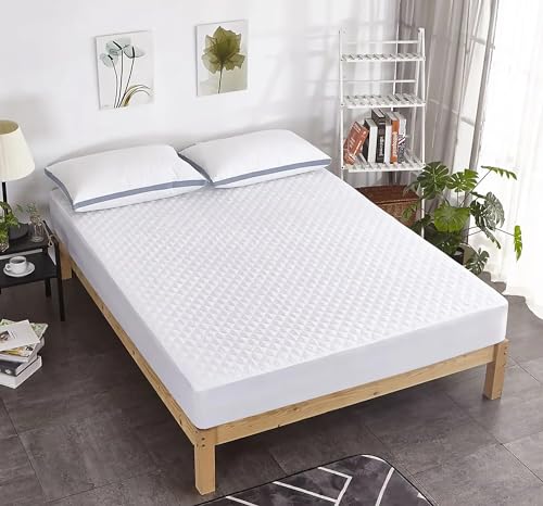 Coprimaterasso Trapuntato Impermeabile Micro Traspirante Silenzioso Barriera Liquidi Lenzuolo Angoli Elasticizzati SalvaMaterasso Poliestere - Singolo (Bianco, 90x200+30Cm) - Prova pratica