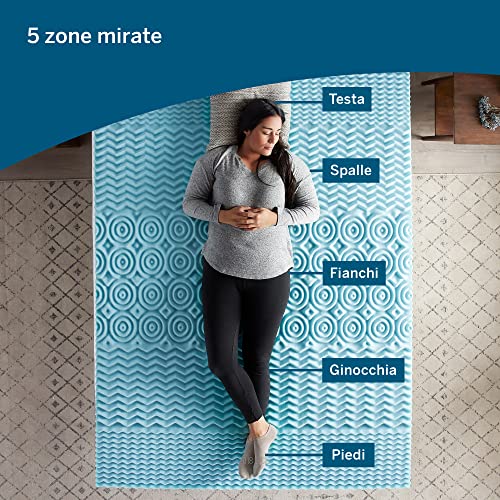 LUCID Topper Una Piazza e mezza | 5 Zone Ergonomiche | Coprimaterasso in Memory Foam con Gel Rinfrescante | Alto 5cm, 120x190 cm - Funzionalità e accessori