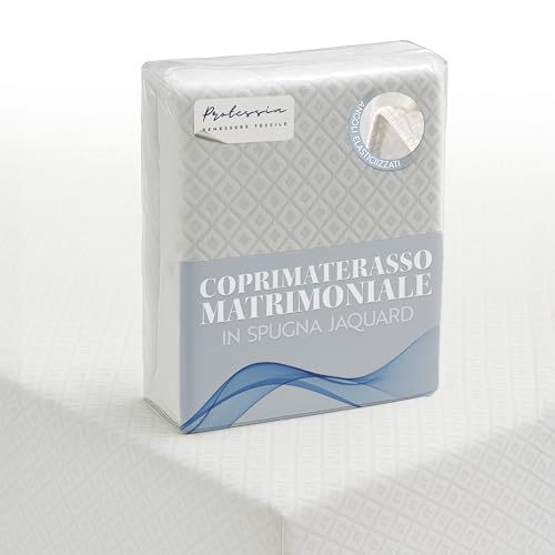 Protessia - Coprimaterasso Matrimoniale 160x190x27 cm in Spugna di Cotone Naturale Soffice e Traspirante Senza Impermeabilizzazione - Design e materiali