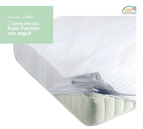Riad Arredo Coprimaterasso in 100% Cotone Fasciato Sanitario con Angoli Elasticizzati Traspirante - Anallergico Antiacaro Tela Robusta Salva Materasso (Matrimoniale - 180 x 200 + 26 cm Angolo) - Prova pratica