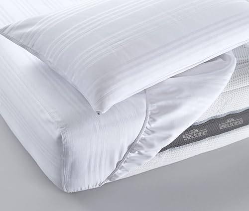 Riad Arredo Coprimaterasso in 100% Cotone Fasciato Sanitario con Angoli Elasticizzati Traspirante - Anallergico Antiacaro Tela Robusta Salva Materasso (Matrimoniale - 180 x 200 + 26 cm Angolo) - Design e materiali