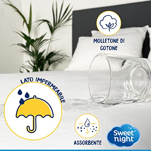 Sweet Night Coprimaterasso matrimoniale 180x200 cm | Impermeabile e antiacaro | Mollettone 100% cotone | Silenzioso e traspirante | Adatto anche a materassi spessi - Prova pratica