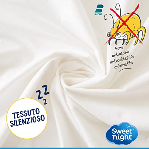 Sweet Night Coprimaterasso matrimoniale 180x200 cm | Impermeabile e antiacaro | Mollettone 100% cotone | Silenzioso e traspirante | Adatto anche a materassi spessi - Funzionalità e accessori