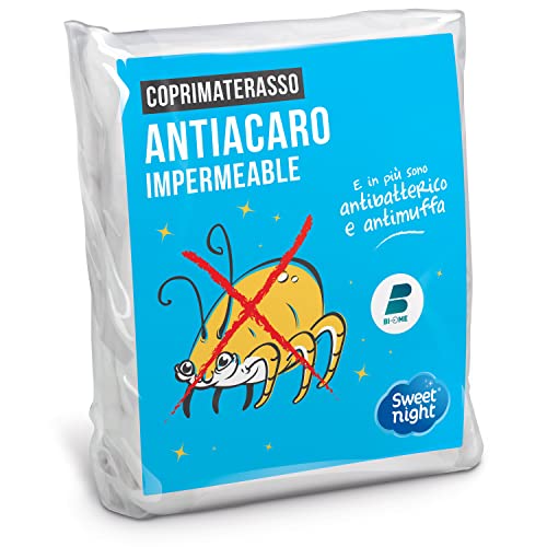 Sweet Night Coprimaterasso singolo 90x190 cm | Impermeabile e antiacaro | Mollettone 100% cotone | Silenzioso e traspirante - Design e materiali