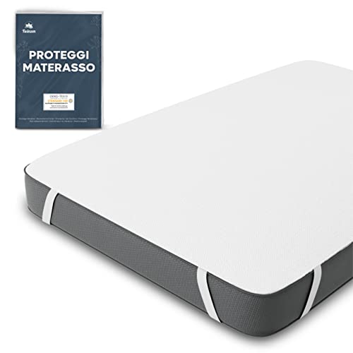 Twinzen - Coprimaterasso 160x200 cm Impermeabile Certificato Oeko TEX - Coprimaterasso Matrimoniale 160 x 200 in Cotone Traspirante con 4 Angoli Elasticizzati - Design e materiali