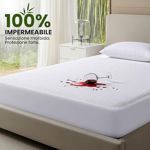 Utopia Bedding Coprimaterasso Matrimoniale Impermeabile 160 x 200 x 30 cm, Viscosa, Oeko-Tex Certified, Proteggi Materasso, Traspirante, Tutto Intorno Elastico - Funzionalità e accessori